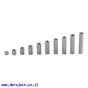 ספייסר אלומינום 0.140/0.250" - אורך 0.625" (15.875 מ"מ) - חבילה של 4