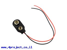 תמונה של מוצר מחבר 9V עם חוטים