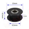 גלגלת רצועת תזמון GT2 6mm עם מיסבים לציר 3 מ"מ - 16 שיניים