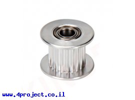 תמונה של מוצר גלגלת רצועת תזמון GT2 6mm עם מיסבים לציר 4 מ"מ - 20 שיניים