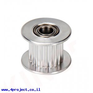 גלגלת רצועת תזמון GT2 6mm עם מיסבים לציר 4 מ"מ - 20 שיניים