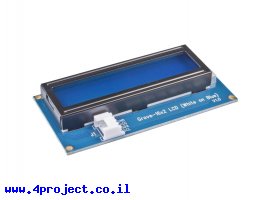 תמונה של מוצר LCD טקסט 16x2, לבן על כחול - חיבור Grove