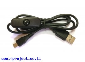 תמונה של מוצר כבל USB A ל-microB באורך 90 ס"מ - חשמל בלבד, מפסק