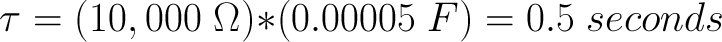 "חישוב טאו עם נגד 10Kוקבל 50uF"