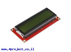 תמונה של מוצר LCD טקסט 16x2, שחור על ירוק, 3.3V, ממשק טורי