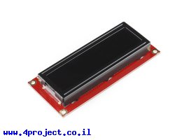 תמונה של מוצר LCD טקסט 16x2, אדום על שחור, 3.3V, ממשק טורי