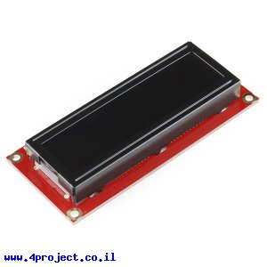 LCD טקסט 16x2, אדום על שחור, 3.3V, ממשק טורי