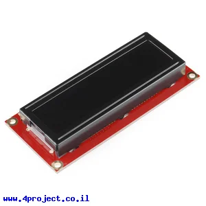 LCD טקסט 16x2, אדום על שחור, 3.3V, ממשק טורי