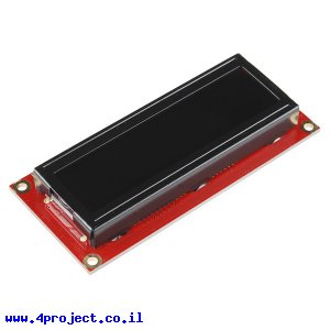 LCD טקסט 16x2, לבן על שחור, 3.3V, ממשק טורי