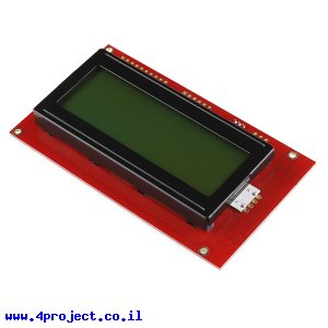 LCD טקסט 20x4, שחור על ירוק, 5V, ממשק טורי