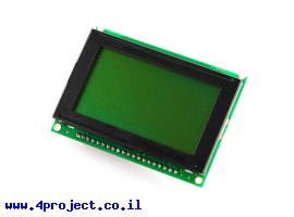 תמונה של מוצר LCD גרפי שחור על ירוק, 128x64 STN, תאורת רקע, ממשק טורי