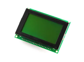 תמונה של מוצר LCD גרפי שחור על ירוק, 128x64 STN, תאורת רקע, ממשק טורי