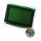 LCD גרפי שחור על ירוק, 128x64 STN, תאורת רקע, ממשק טורי