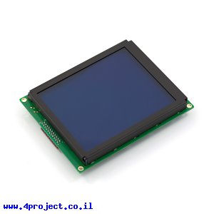 LCD גרפי לבן על כחול, 160x128 STN, תאורת רקע, ממשק טורי