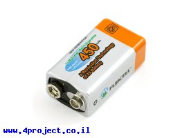 תמונה של מוצר סוללה - LiPoly 9V/450mAh
