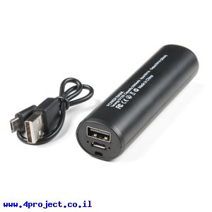 סוללה נטענת 2500mAh, יציאה 5V/1A עם סף כיבוי של 20mA