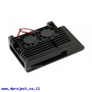 מארז לכרטיסי Raspberry PI 4 - אלומיניום עם שני מאווררים