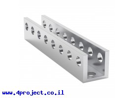 תמונה של מוצר פרופיל אלומיניום U קטן goBILDA סדרה 1101 - אורך 64 מ"מ, 8 חורים