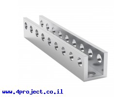 תמונה של מוצר פרופיל אלומיניום U קטן goBILDA סדרה 1101 - אורך 72 מ"מ, 9 חורים