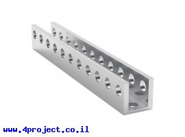 תמונה של מוצר פרופיל אלומיניום U קטן goBILDA סדרה 1101 - אורך 88 מ"מ, 11 חורים