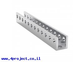 תמונה של מוצר פרופיל אלומיניום U קטן goBILDA סדרה 1101 - אורך 96 מ"מ, 12 חורים