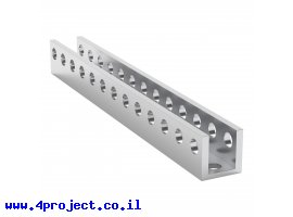 תמונה של מוצר פרופיל אלומיניום U קטן goBILDA סדרה 1101 - אורך 104 מ"מ, 13 חורים