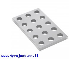 תמונה של מוצר לוח מחורר 8x8, מידות 24x40 מ"מ, 3x5 חורים, אלומיניום