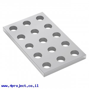 לוח מחורר 8x8, מידות 24x40 מ"מ, 3x5 חורים, אלומיניום