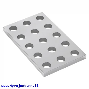לוח מחורר 8x8, מידות 24x40 מ"מ, 3x5 חורים, אלומיניום