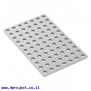 לוח מחורר 8x8, מידות 56x88 מ"מ, 7x11 חורים, אלומיניום