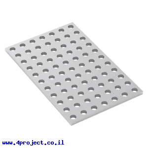 לוח מחורר 8x8, מידות 56x88 מ"מ, 7x11 חורים, אלומיניום
