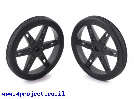 תמונה של מוצר גלגל 60x8 מ"מ שחור לציר מנוע סרוו 21T - ערכה של 2