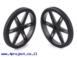 תמונה של מוצר גלגל 70x8 מ"מ שחור לציר מנוע סרוו 25T - ערכה של 2