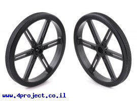 תמונה של מוצר גלגל 90x8 מ"מ שחור לציר מנוע סרוו 25T - ערכה של 2