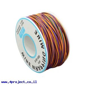 חוט WireWrap חד גידי - AWG30 - צבעוני - 250 מטר