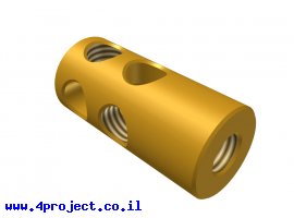 תמונה של מוצר חיבור לציר 4 מ"מ - 2 חורים - עם הברגה פנימית חלקית