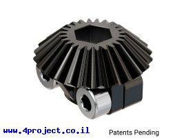 תמונה של מוצר גלגל שיניים מתהדק Miter MOD1 לציר REX 8 מ"מ, 45 מעלות, פלדה - 24 שיניים
