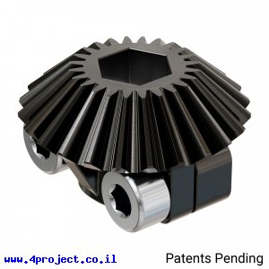 גלגל שיניים מתהדק Miter MOD1 לציר REX 8 מ"מ, 45 מעלות, פלדה - 24 שיניים