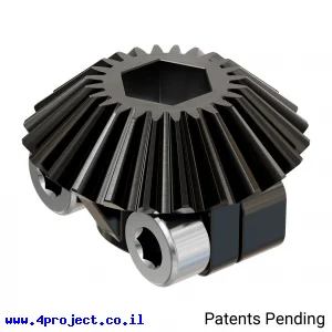 גלגל שיניים מתהדק Miter MOD1 לציר REX 8 מ"מ, 45 מעלות, פלדה - 24 שיניים