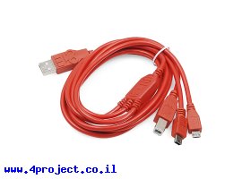 תמונה של מוצר כבל USB תלת ראשי