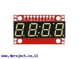 תמונה של מוצר 7Segment צהוב, 4 ספרות, 10 מ"מ, ממשק טורי