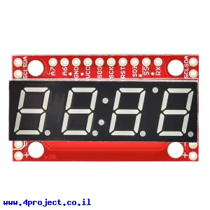 7Segment ירוק, 4 ספרות, 10 מ"מ, ממשק טורי