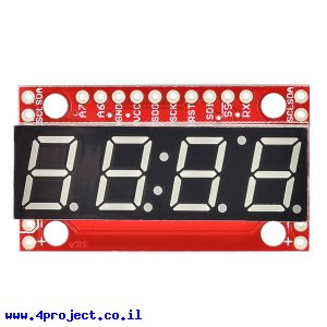 7Segment אדום, 4 ספרות, 10 מ"מ, ממשק טורי