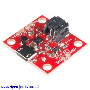 מטען סוללות LiPoly תא אחד + ממיר מתח 3.3/5V