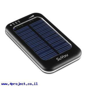 סוללה LiPoly 3500mAh עם מעגל טעינה, מייצב ופאנל סולארי