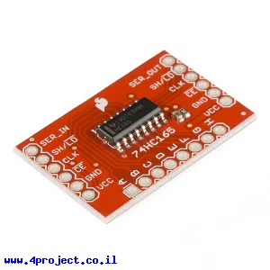 שבב הזזה 8bit Parallel In/Serial Out 74HC165 על כרטיסון - גרסה קודמת