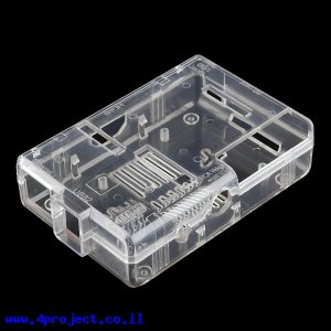 מארז פלסטיק לכרטיסי Raspberry PI דגם B - שקוף