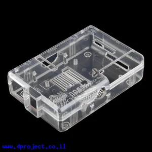מארז פלסטיק לכרטיסי Raspberry PI דגם B - שקוף