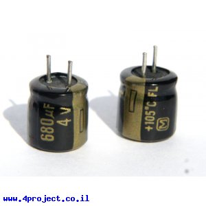 קבל אלקטרוליטי 680 מיקרו 4 וולט