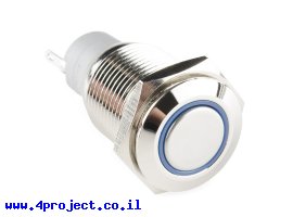 תמונה של מוצר כפתור מתכתי 16 מ"מ - לחיצה רגעית - כחול - לא מתאים למחבר